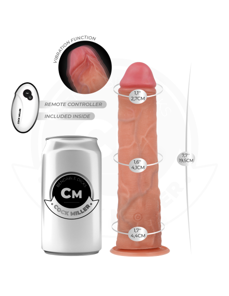 COCK MILLER - REALISTIC DILDO WITH SUCTION CUP AND REMOTE CONTROL VIBRATION 19.5 CM
