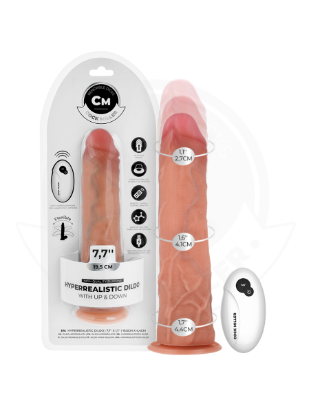 COCK MILLER - HIPERREALISTIŠKAS DILDO SU SIURTUKU IR STUMIMU SU NUOTOLINIO VALDYMO PULTU 19,5 CM