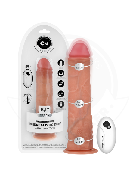 COCK MILLER - REALISTIC DILDO WITH SUCTION CUP AND REMOTE CONTROL VIBRATION 20.5 CM