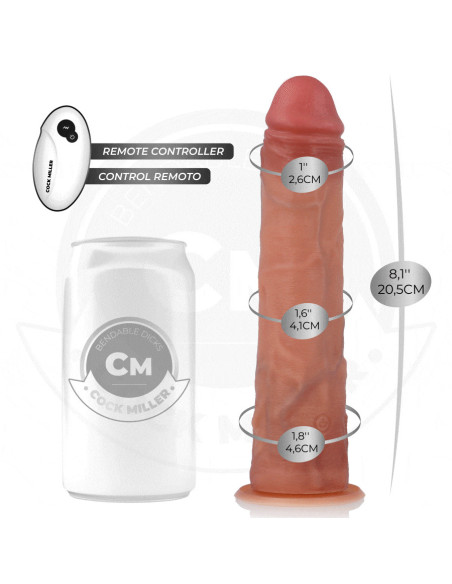 COCK MILLER - REALISTINIS DILDO SU SIURTUKU IR NUOTOLINIO VALDYMO PULTU, VIBRACIJOS 20,5 CM