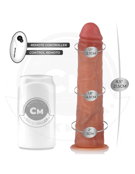 COCK MILLER - REALISTINIS DILDO SU SIURBTUKU IR VIBRACIJA SU NUOTOLINIO VALDYMO PULTU 21,5 CM