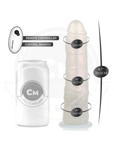 COCK MILLER - Dildo su siurbtuku, apšvietimu, vibracija ir nuotolinio valdymo pultu, baltas, 20,5 cm 2