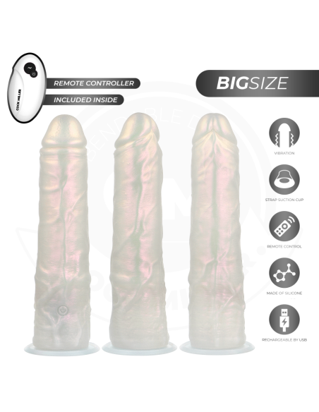 COCK MILLER - Dildo su siurbtuku, apšvietimu, vibracija ir nuotolinio valdymo pultu, baltas, 21,5 cm