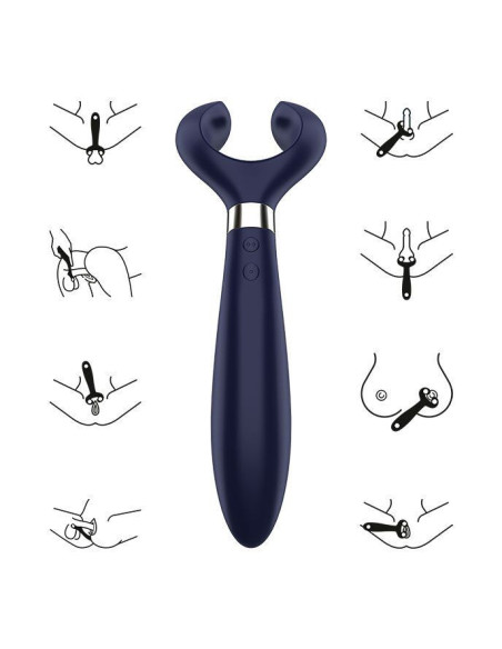 SATISFYER – BEGALINIS PRAMOGŲ DAUGIAVIBRATORIUS, 3 MĖLYNI