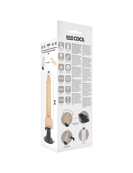 BASECOCK - REALISTIC VIBRATOR REMOTE CONTROL NATURAL WITH TESTICLES 19.5 CM -O- 4 CM
