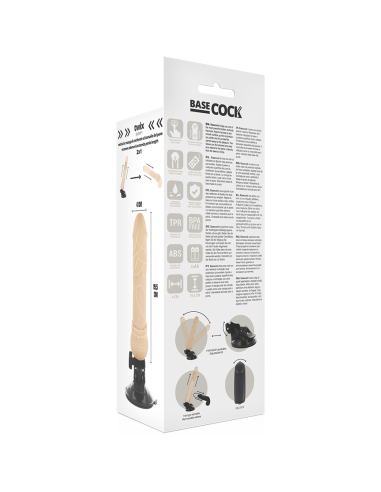 BASECOCK – REALISTINIS VIBRATORIUS SU NUOTOLINIO VALDYMO VALDYMU, ODOS DYDIS 19,5 CM – O – 4 CM