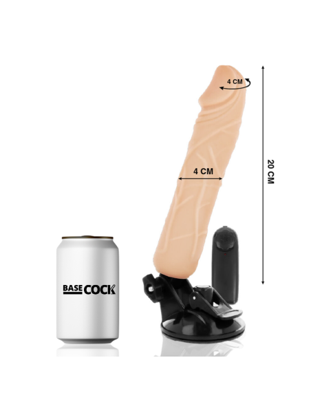 BASECOCK – REALISTINIS VIBRATORIUS SU NUOTOLINIO VALDYMO VALDYMU, ODOS IŠMAŠA 20 CM – O – 4 CM