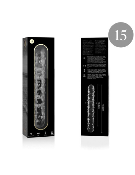 NEBULA SERIES BY IBIZA - MODEL 15 DILDO BOROSILICATE GLASS CLEAR 18.5 CM -O- 3 CM