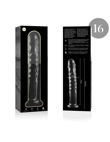 NEBULA SERIES BY IBIZA - MODEL 16 DILDO BOROSILICATE GLASS CLEAR 18.5 CM -O- 3 CM