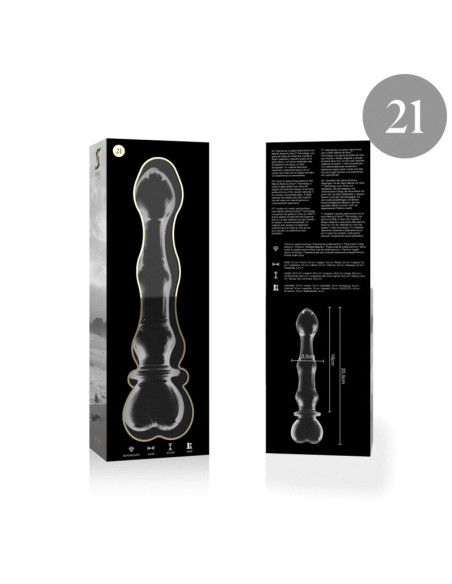 NEBULA SERIES BY IBIZA – 21 modelio dildo, borosilikatinis stiklas, skaidrus, 20,5 cm, 3,5 cm