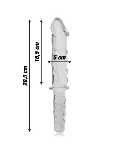 NEBULA SERIES BY IBIZA - MODEL 24 DILDO BOROSILICATE GLASS CLEAR 28.5 CM -O- 5 CM