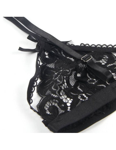 SUBBLIME - SET THREE PIECES SET BRA GARTER BELT THONG S-M