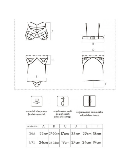 LIVCO CORSETTI FASHION - SOLEDAD LC 20217 BRA PANTY GARTER BELT L-XL