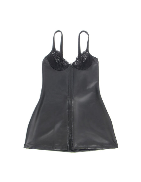 SUBBLIME - 957568 LEATHER ZIP DRESS BLACK S-M