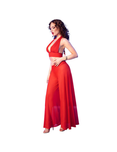 CHILIROSE - CR 4857 RED TOP AND PANTS SET SIZE S