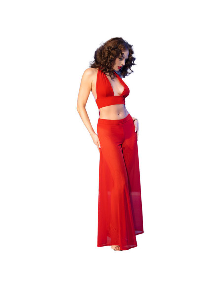 CHILIROSE - CR 4857 RED TOP AND PANTS SET SIZE S