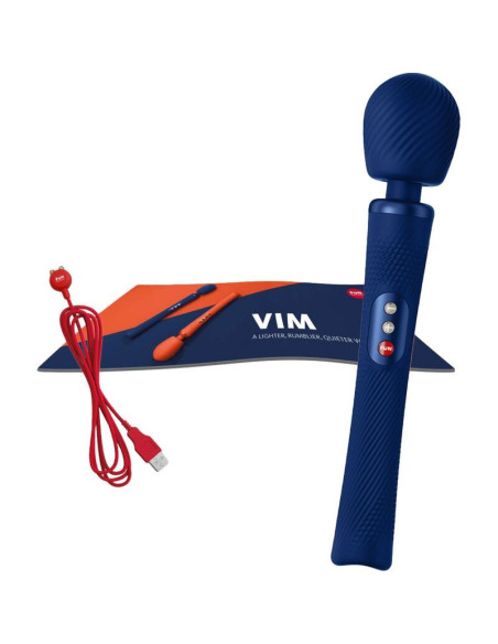 FUN FACTORY - VIM SILICONE RECHARGEABLE VIBRATING WEIGHTED RUMBLE WAND MIDNIGHT BLUE