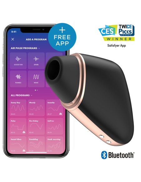 SATISFYER - MEILĖS TRIAMBLIS ORO IMPULSŲ STIMULIATORIUS IR VIBRATORIUS JUODAS