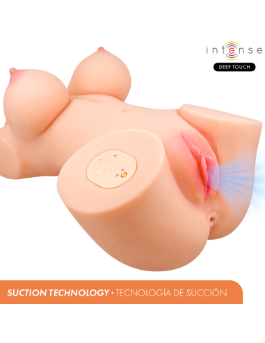 INTENSE DEEP TOUCH - VERO TORSO ANUS IR VAGINA SU SIURBLIU, ŠILU, VIBRACIJA IR BALSO EFEKTAIS SU NUOTOLINIO VALDYMO PULTU 5,5 KG