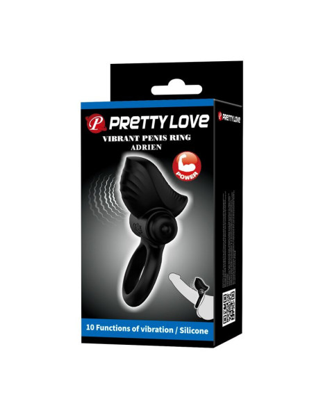 PRETTY LOVE - ADRIEN VIBRATING PENIS RING 10 FUNCTIONS BLACK