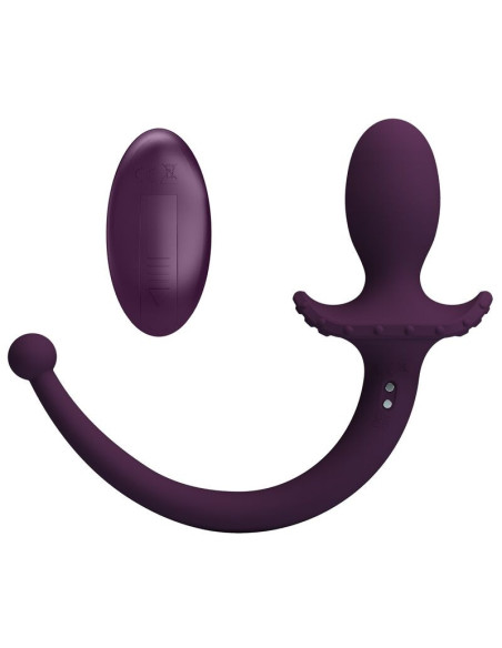 PRETTY LOVE - LIOEA VIBRATING ANAL PLUG WITH TAIL 12 FUNCTIONS PURPLE REMOTE CONTROL
