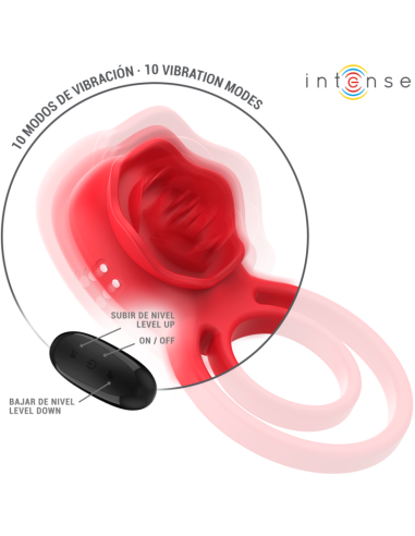 INTENSE - GAIL STIMULATOR ROSE 10 VIBRATIONS RED REMOTE CONTROL