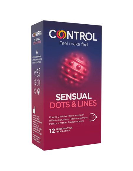 CONTROL - SENSUAL DOTS AND LINES TAŠKAI IR STRIJOS 12 VIENETŲ