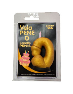 DIABLO PICANTE - PENIS CANDLE IN THE SHAPE OF THE NUMBER 0 GOLD COLOR