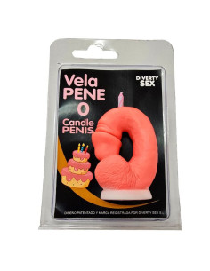 DIABLO PICANTE - PENIS CANDLE IN THE SHAPE OF THE NUMBER 0 PINK COLOR