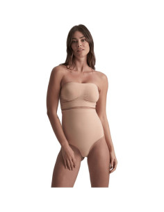 BYE-BRA - SOFT TOUCH SEAMLESS HIGH WAIST THONG BEIGE SIZE S 2