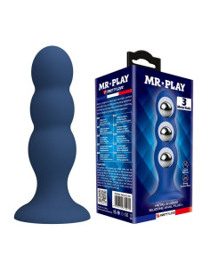 MR PLAY - ANAL PLUG WITH METAL BALLS AND SUCTION CUP BLUE