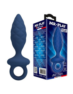 MR PLAY - TEXTURED ANAL PLUG WITH RING BLUE L