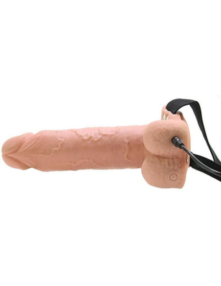 FETISH FANTASY SERIES - REALISTIC VIBRATING HOLLOW STRAP ON WITH BALLS 17.8 CM