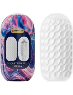 PRETTY LOVE - COQUETTISH BALLS SILICONE MALE MASTURBATOR WHITE