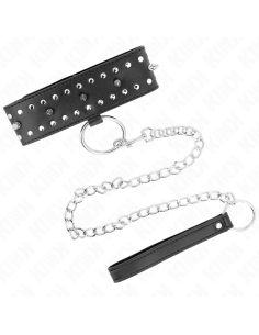 KINK - NECKLACE WITH LEASH 65 CM WITH SILVER STUDS MODEL 1 ADJUSTABLE 36-43 CM X 5 CM 2