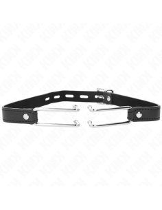KINK - METAL HOOK GAG 11.5 CM WITH LEATHERETTE STRAP ADJUSTABLE 39-58 CM X 2 CM