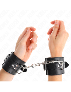 KINK - WRIST RESTRAINTS BLACK WITH BLACK BELT ADJUSTABLE 17-28 CM X 6 CM