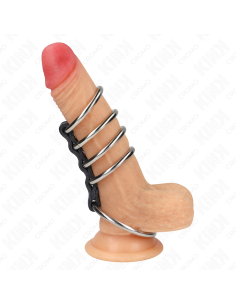 KINK - 5 PENIS RINGS 3.7 CM TO 5 CM METAL CONNECTED BY LEATHER 2