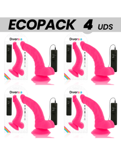ECOPACK 6 UNITS - DIVERSIA FLEXIBLE VIBRATING DILDO PINK 21.5 CM -O- 4.5 CM