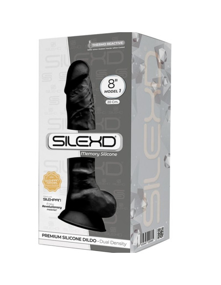 SILEXD - MODEL 1 REALISTIC PENIS PREMIUM SILEXPAN SILICONE BLACK 20 CM