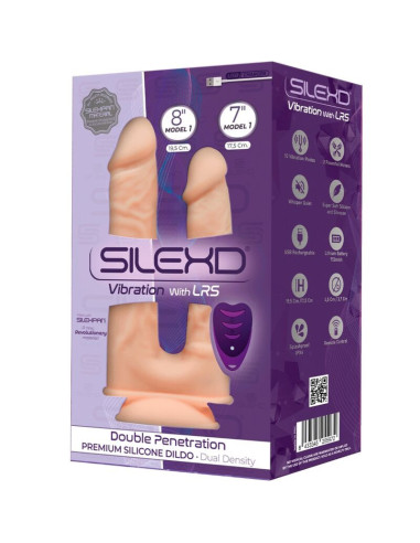 SILEXD - 1 MODELIO REALISTINIS DVIGUBO ĮSKVERBIMO VIBRATORIUS PREMIUM SILEXPAN SILIKONINIS NUOTOLINIO VALDYMO PULTELIS 17,5 - 19
