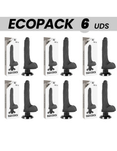 ECOPACK 6 UNITS - BASECOCK REALISTIC VIBRATOR 2-1 BLACK 18.5 CM -O- 4 CM