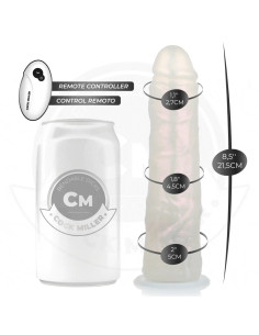 COCK MILLER - Dildo su siurbtuku, apšvietimu, vibracija ir nuotolinio valdymo pultu, baltas, 19,5 cm 2
