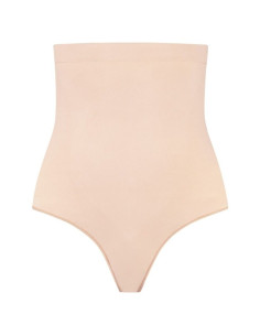 BYE-BRA - SOFT TOUCH SEAMLESS HIGH WAIST THONG BEIGE SIZE S