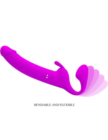 PRETTY LOVE – „ZANINI“ BE PĖDSAKŲ STRAP-ON, 10 VIBRACIJOS POJŪČIŲ, VIOLETINIS