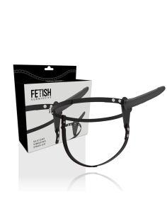 FETISH SUBMISSIVE HARNESS - BLACK SILICONE VIBRATOR 15 CM 2