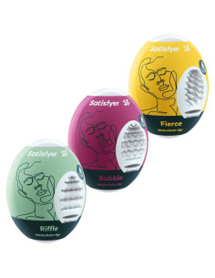 SATISFYER - 3 MASTURBATOR EGGS RIFFLE, BUBBLE and FIERCE