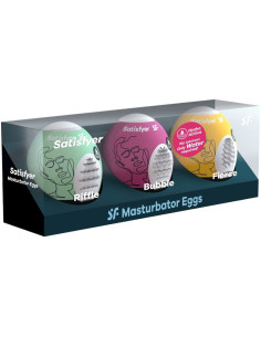 SATISFYER - 3 MASTURBATOR EGGS RIFFLE, BUBBLE and FIERCE 2