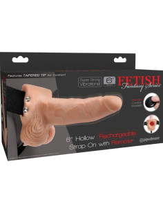 FETISH FANTASY SERIES - ADJUSTABLE HARNESS REMOTE CONTROL REALISTIC PENIS WITH RECHARGEABLE TESTICLES AND VIBRATOR 15 CM