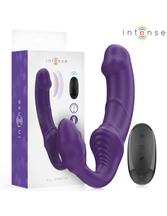 INTENSE - JILL DVIGUBAS VIBRATORIAUS 20 CM PURPURINIS NUOTOLINIO VALDYMO PULTAS